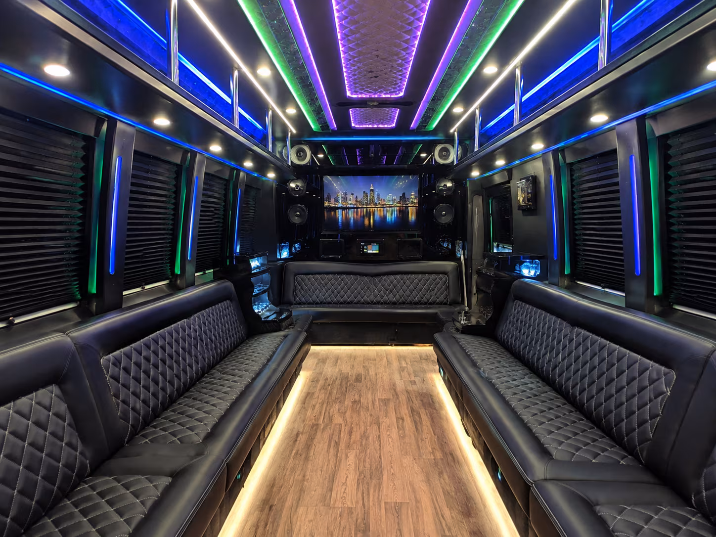 suffolk 25 passenger party bus interior