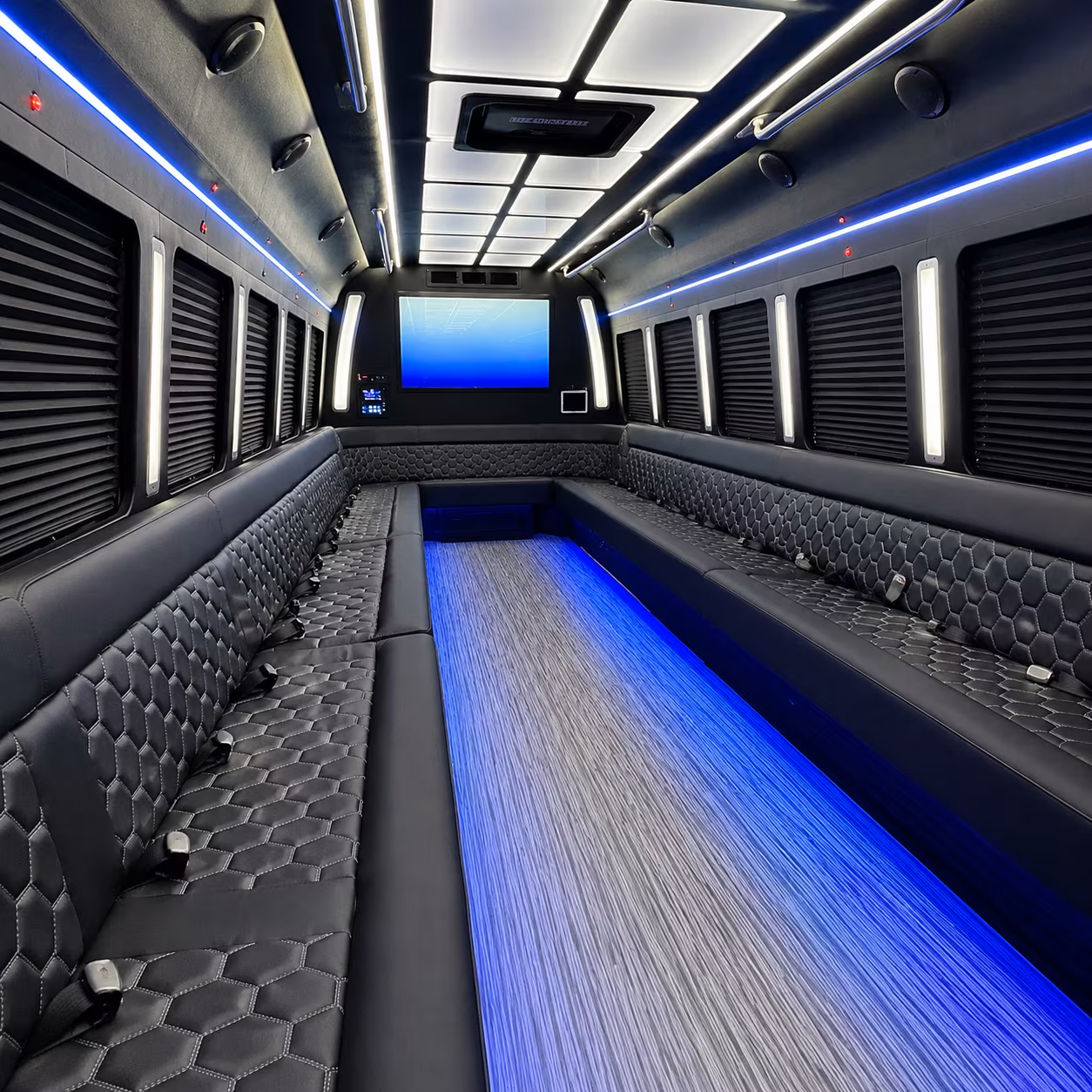 suffolk 50 passenger party bus inside